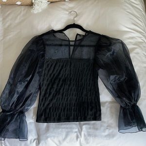 Zara blouse with chiffon puffed sleeves